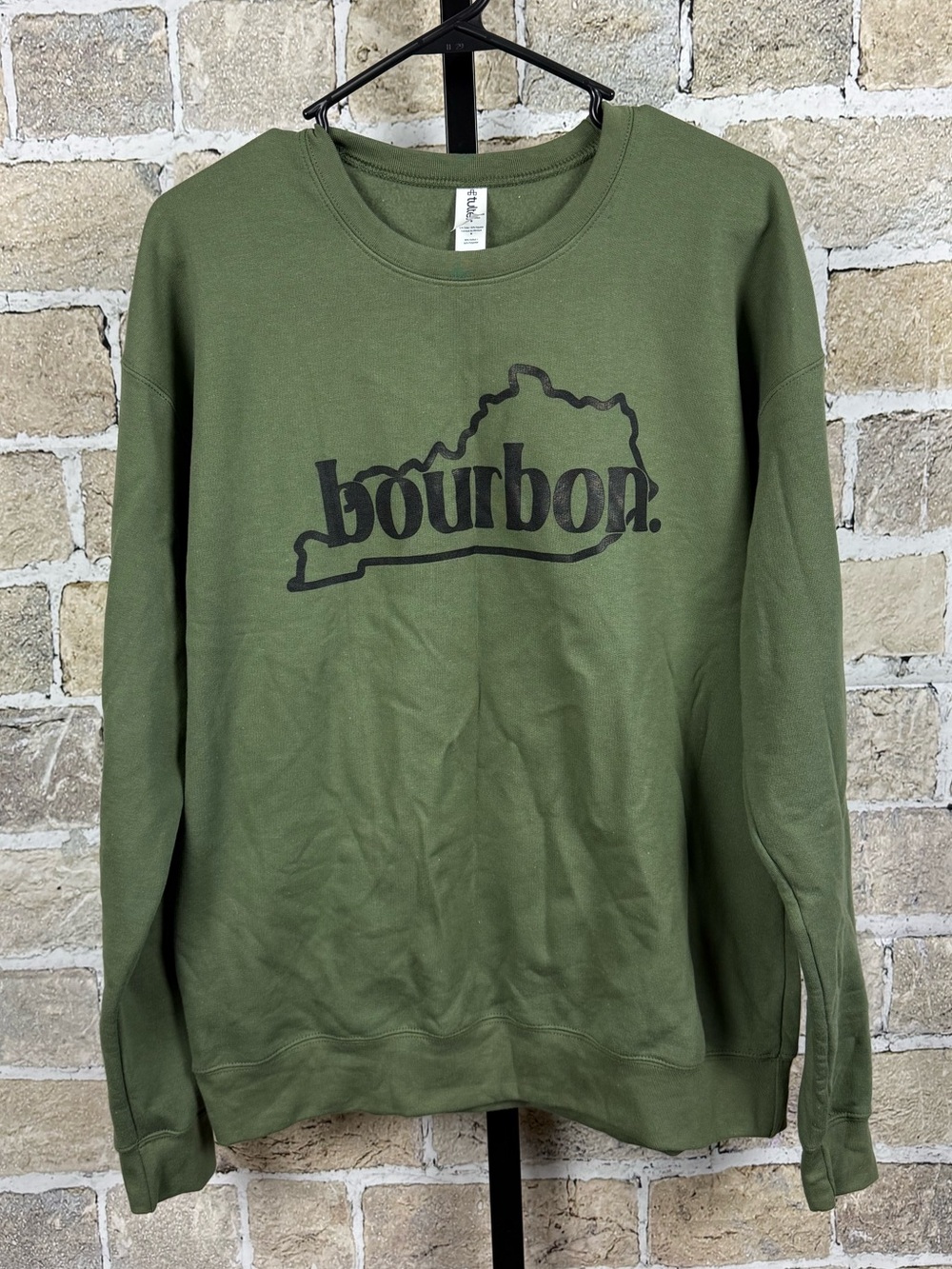Kentucky Bourbon Graphic Crewneck Sweatshirt Olive Green Medium
